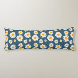 Navy Daisy Floral Bohemisch Botanisches Muster Seitenschläferkissen