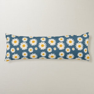 Navy Daisy Floral Bohemisch Botanisches Muster Seitenschläferkissen