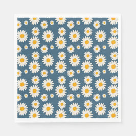 Navy Daisy Floral Bohemisch Botanisches Muster Serviette