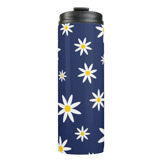 Navy Daisy Thermal Tumbler Thermosbecher (Vorderseite)