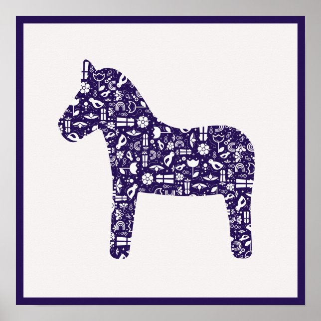Navy Dala Horse Poster (Vorne)