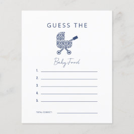 Navy Damask Baby Dusche Raten Sie das Baby Food In