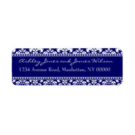 Navy Damask-Rücksendeadressen-Aufkleber