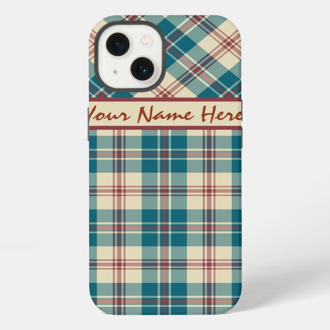 Navy Deep Red Beige Karo iPhone 6 Xtreme Case Hülle (Rückseite)