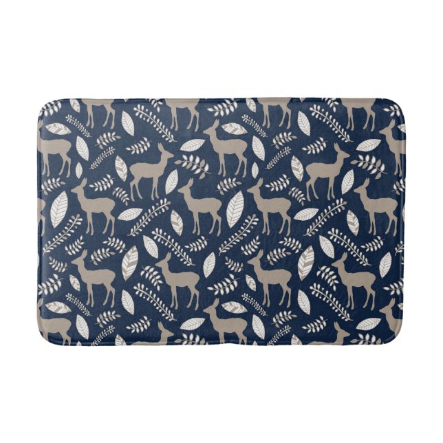 Navy Deer Collage Badematte (Vorderseite)