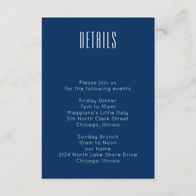 Navy Details Umschließungskarte Bar Mitzvah Begleitkarte (Vorderseite)