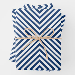 Navy Diamond Zickzack Wrapping Paper Sheets Geschenkpapier Set