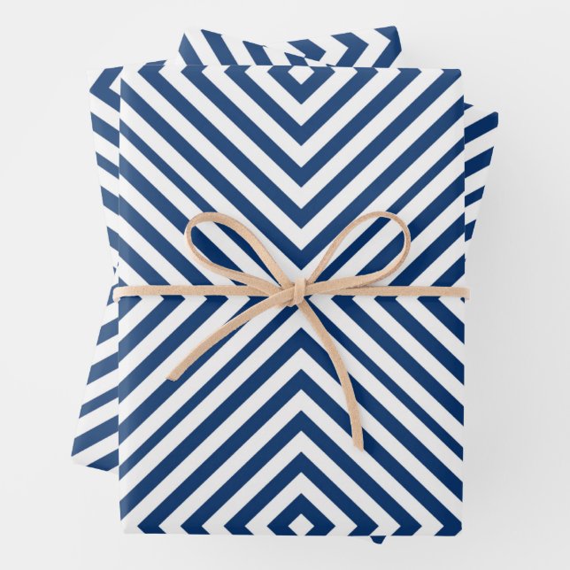 Navy Diamond Zickzack Wrapping Paper Sheets Geschenkpapier Set (Beispiel)