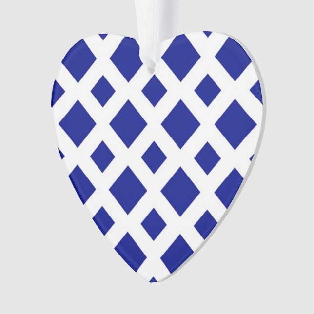Navy Diamonds on White Ornament (Vorderseite)