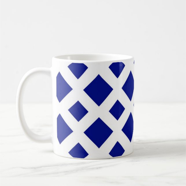 Navy Diamonds on White Tasse (Links)