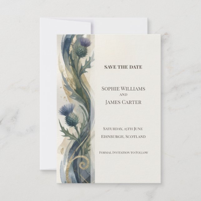 Navy Distel Save-The-Date-Karte Save The Date (Vorderseite)