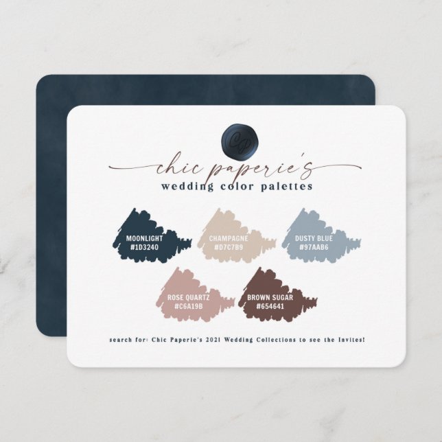Navy & Dusty Blue Bold Color Palette Card (Vorne/Hinten)