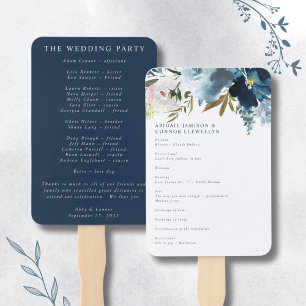 Navy & Dusty Blue Elegante Wasserfarbenprogramm Fächer