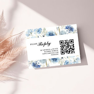 Navy Dusty Blue Floral Spring Bloom Wedding Begleitkarte