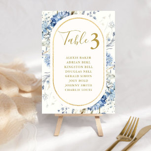 Navy Dusty Blue Floral Spring Bloom Wedding Tischnummer