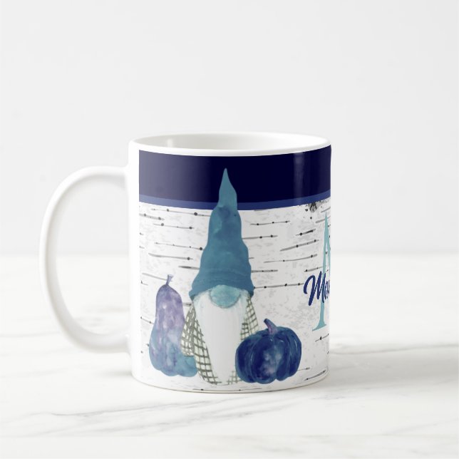 Navy Dusty Blue Pumpkin Gnomes Aspen Rustic House Kaffeetasse (Links)