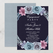 Navy Dusty Blue Rose Floral Engagement Party