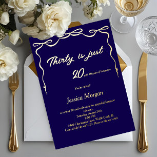Navy Editable Elegant Party 30. Geburtstag Folieneinladung