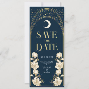 Navy Elegant Arch Art Nouveau Save the Date Einladung