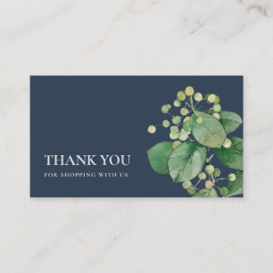 NAVY ELEGANT BERRY LEAF FOLIAGE GREENERY vielen Da Visitenkarte