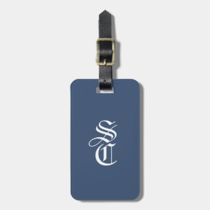 Navy Elegant Gothic Monogramm Name Mittelalterlich Gepäckanhänger