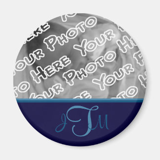 Navy Elegant Monogram Magnet