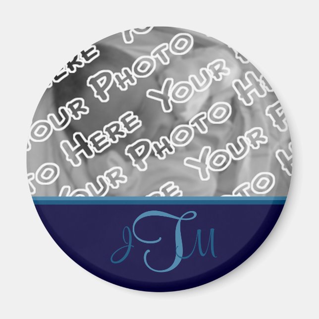 Navy Elegant Monogram Magnet (Vorne)