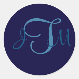 Navy Elegant Monogram Umschlag Aufkleber