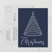 Navy elegante Weihnachtsfeier Postkarte