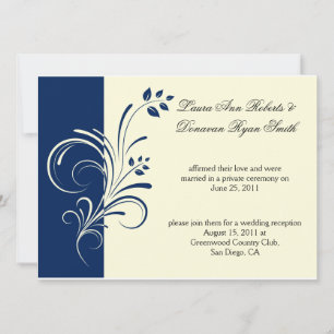 Navy Elfenbein Creme Blumen Wirbel Post Hochzeit Einladung
