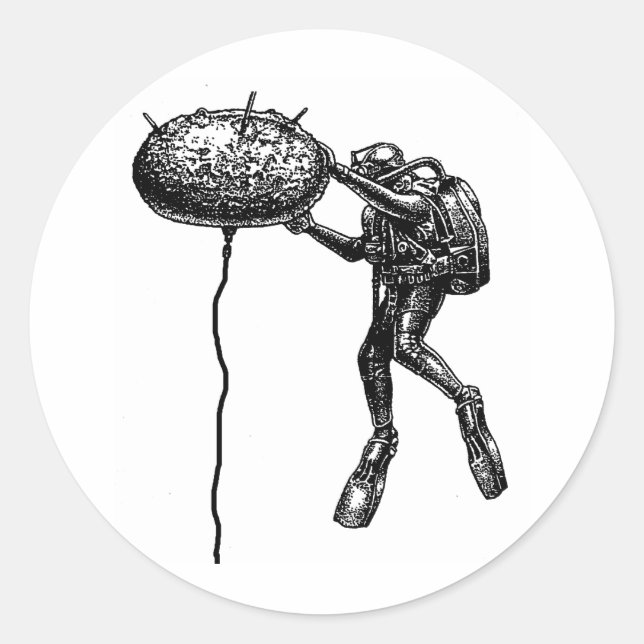 Navy EOD Contact Mine Runder Aufkleber (Vorderseite)