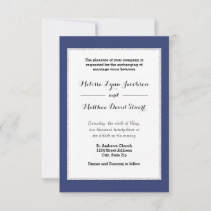 Navy & Faux Glitter gerahmt - 3x5Hochzeits-Einladu Einladung