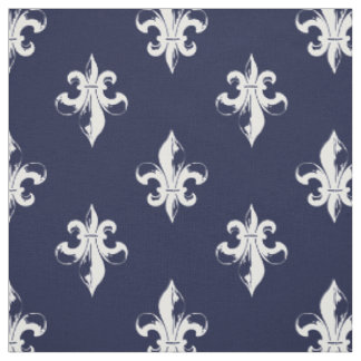 Navy Fleur De Lis Muster Stoff