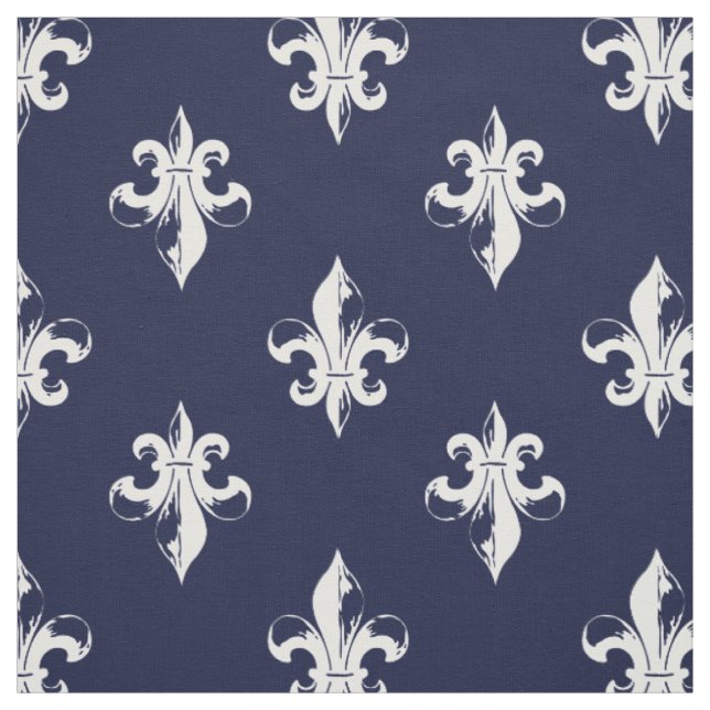 Navy Fleur De Lis Muster Stoff (Muster)