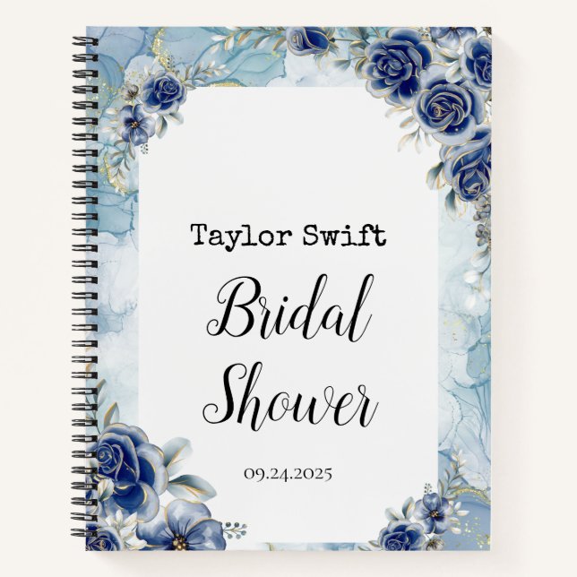 Navy Floral Brautparty Gift Tracker Notizbuch (Vorderseite)