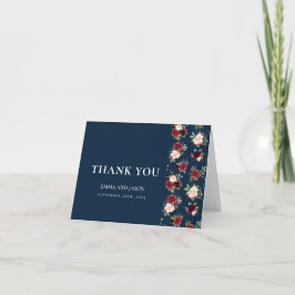 Navy floral Burgundy Blush Wedding Danke Karte