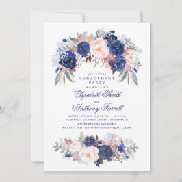 Navy Floral Elegant und Modern Engagement Party Einladung