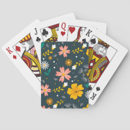 Navy Floral Garden Whimsical Spring Pattern Spielkarten