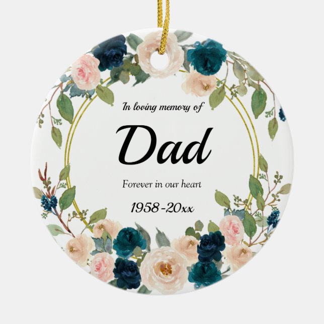 Navy Floral In Loving Memory of Dad Ornament (Vorne)