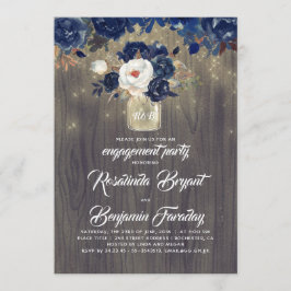 Navy Floral Mason Jar Rustikale Engagement Partei Einladung