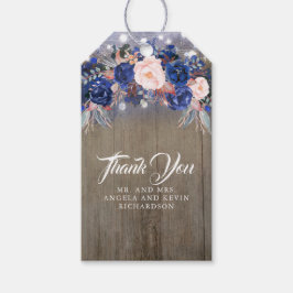 Navy Floral Rustic Geschenkanhänger