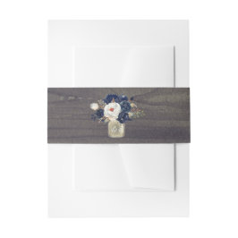 Navy Floral Rustic Mason Jar Einladungsbanderole