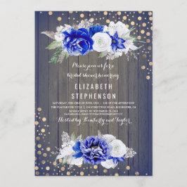 Navy Floral Rustikales Brautparty Einladung