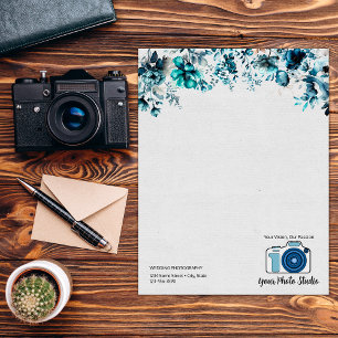 Navy Floral Watercolor Benutzerdefiniertes Logo Briefbogen