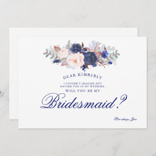 Navy Floral werden Sie meine Bridesmaid sein Einladung