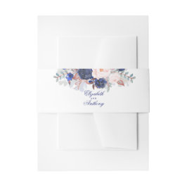 Navy Florals Elegant Wedding Einladungsbanderole