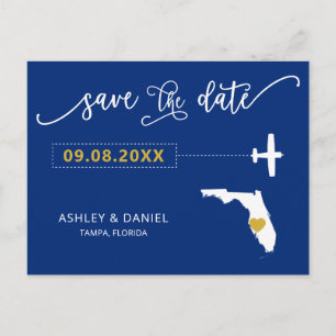 Navy Florida Wedding Speichern Sie die Datumskarte Postkarte