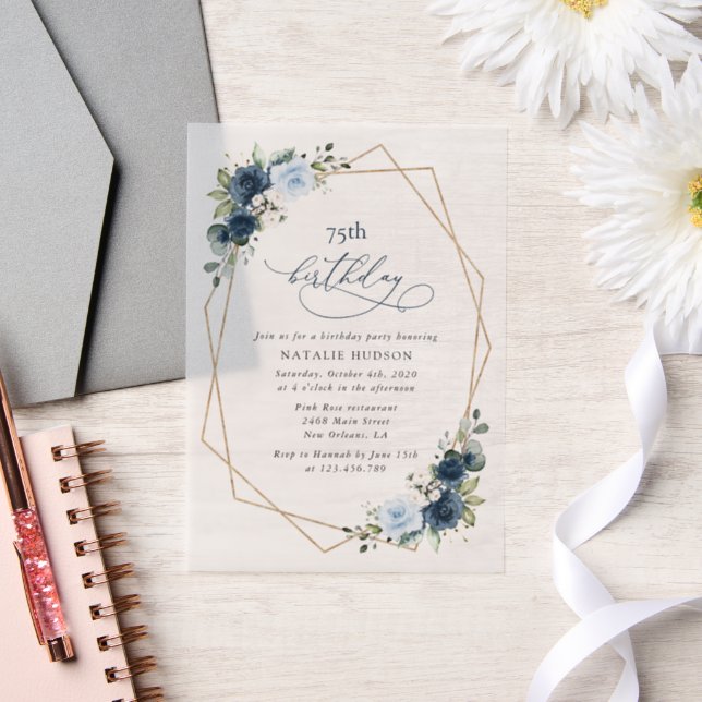 Navy Flowers, Blue Flowers, Greenery, Birthday (Hochzeit)