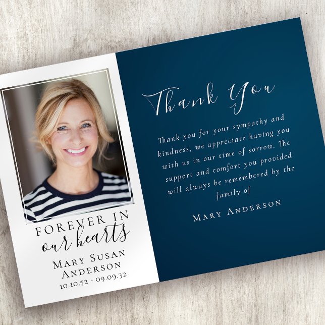 Navy Forever in Our Hearts Foto Beerdigung Dankeskarte (Von Creator hochgeladen)