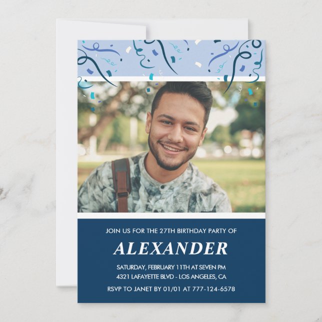 Navy Foto 27. Geburtstag Einladungen Mann (Vorderseite)